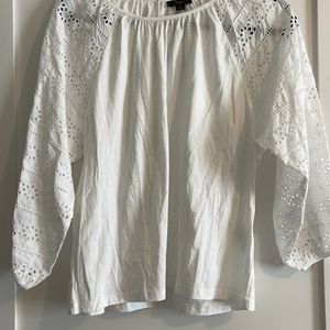 JCrew white eyelet sleeve top